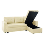 Canapé d'angle réversible convertible avec lit gigogne, méridienne avec rangement dissimulé et pieds durables