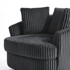 Lot de 2 fauteuils pivotants ronds surdimensionnés en velours côtelé moelleux de 43 po avec oreillers