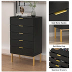 Commode à 5 tiroirs avec table de chevet et meuble de rangement 60 cm L Blanc/Noir