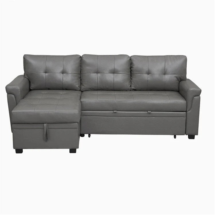 Canapé d'angle réversible convertible avec lit gigogne, méridienne avec rangement dissimulé et pieds durables