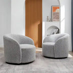 KINWELL Fauteuil d'appoint pivotant rembourré en forme de tonneau, de 86 cm de large (Lot de 2)