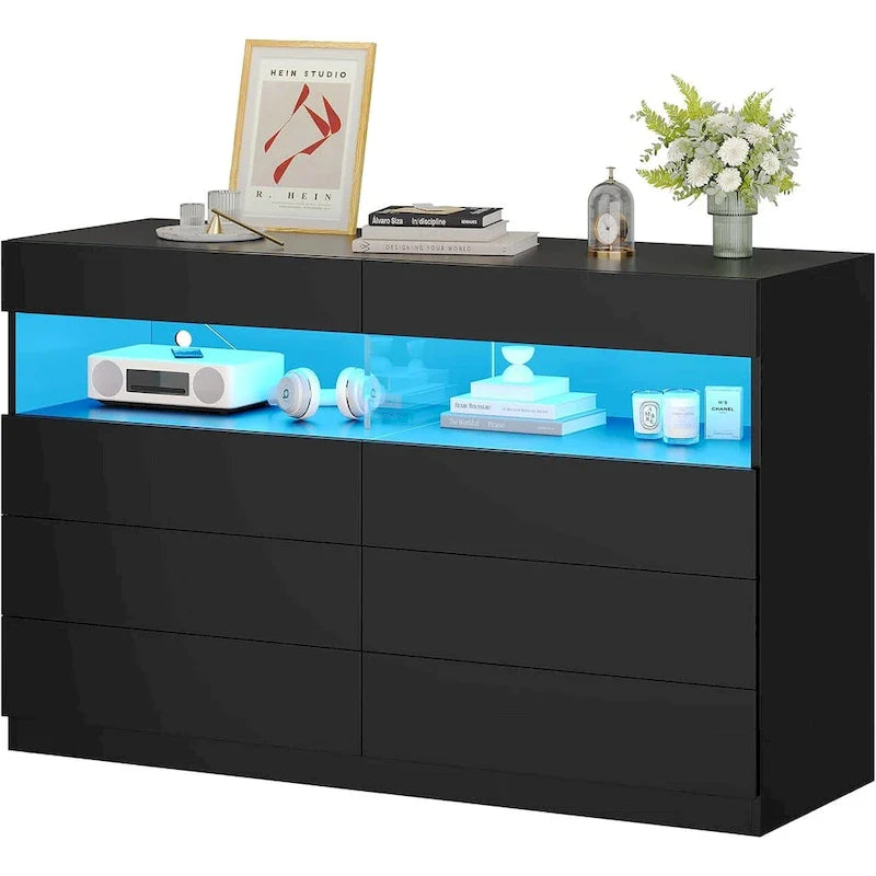 Commode à 8 tiroirs avec lumières LED