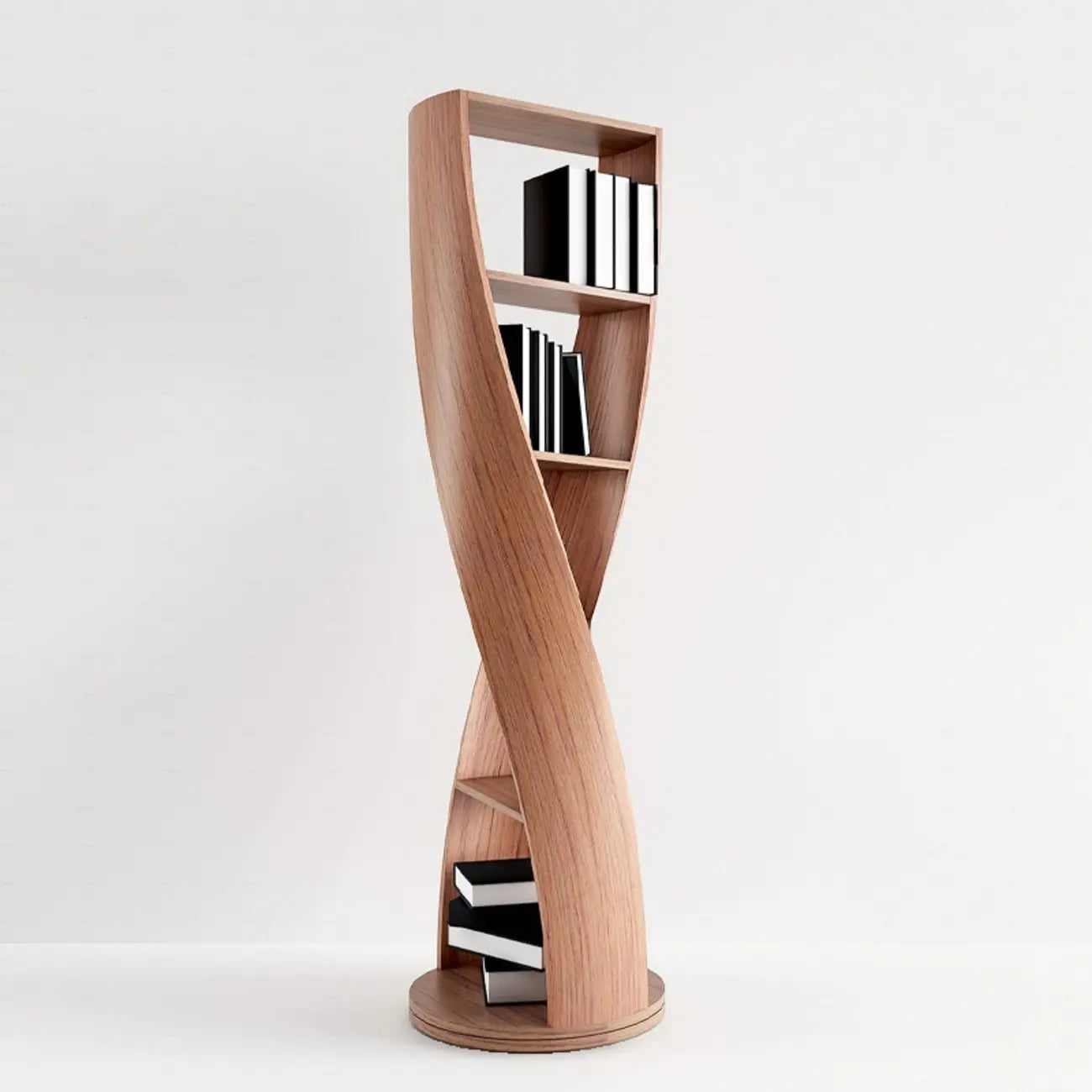Bibliothèque verticale contemporaine en bois 5 niveaux Hourglass