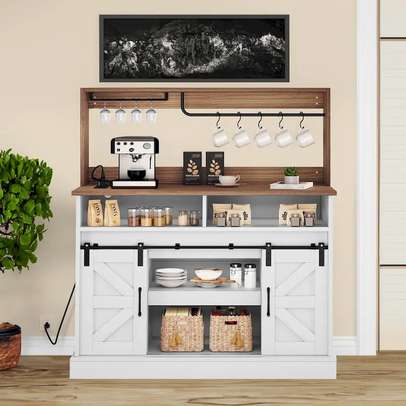 Moasis - Meuble de Bar à Café Style Ferme - 38,4 P x 119,9 L x 130,8 H cm