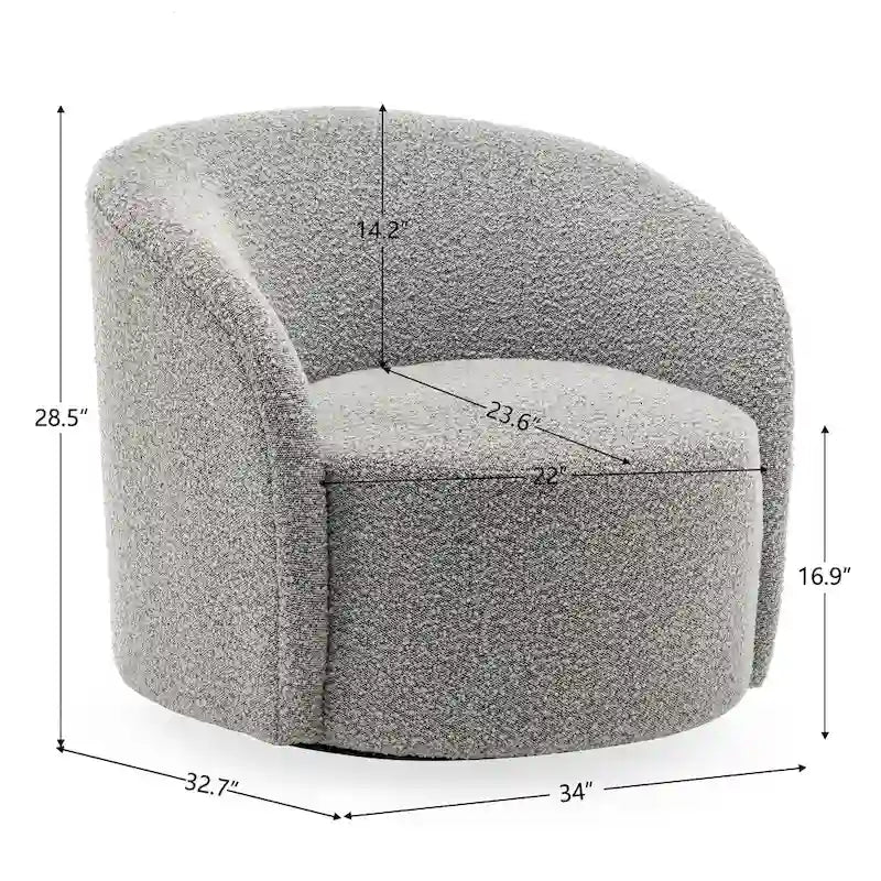 KINWELL Fauteuil d'appoint pivotant rembourré en forme de tonneau, de 86 cm de large (Lot de 2)