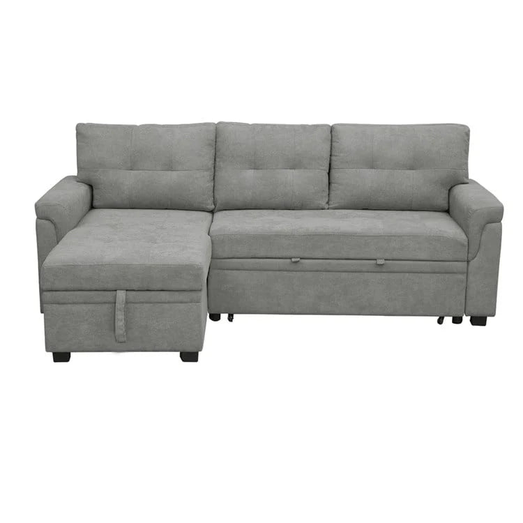 Canapé d'angle réversible convertible avec lit gigogne, méridienne avec rangement dissimulé et pieds durables