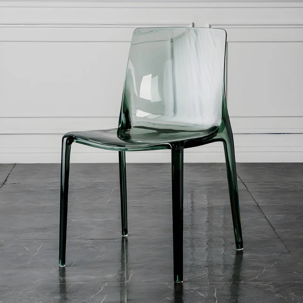 Chaise de salle à manger en acrylique ambré sans accoudoirs à dossier bas