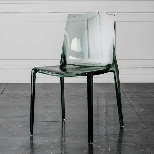 Chaise de salle à manger en acrylique ambré sans accoudoirs à dossier bas