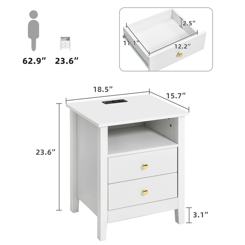 Tables de chevet lot de 2 avec station de recharge table d'appoint avec 2 tiroirs avec ports USB et prises de courant chevet de lit