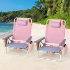 Lot de 4 chaises de plage pliantes de randonnée Costway, 5 positions d'extérieur - Voir détails