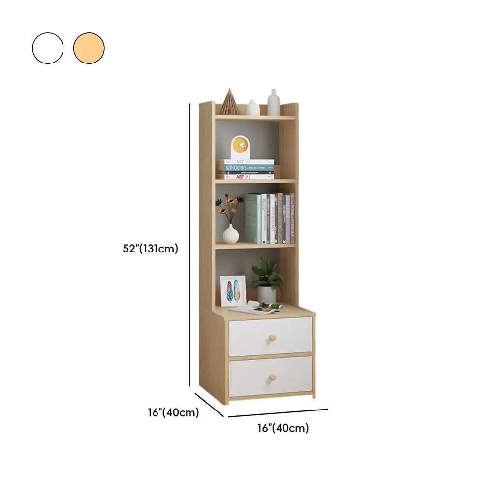 Table de chevet moderne haute en bois avec étagères spacieuses et 2 tiroirs