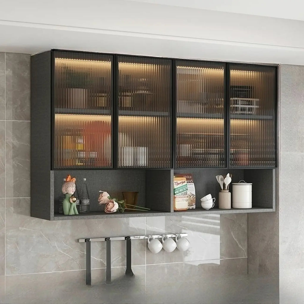 Buffet de cuisine mural gris en bois avec rangement