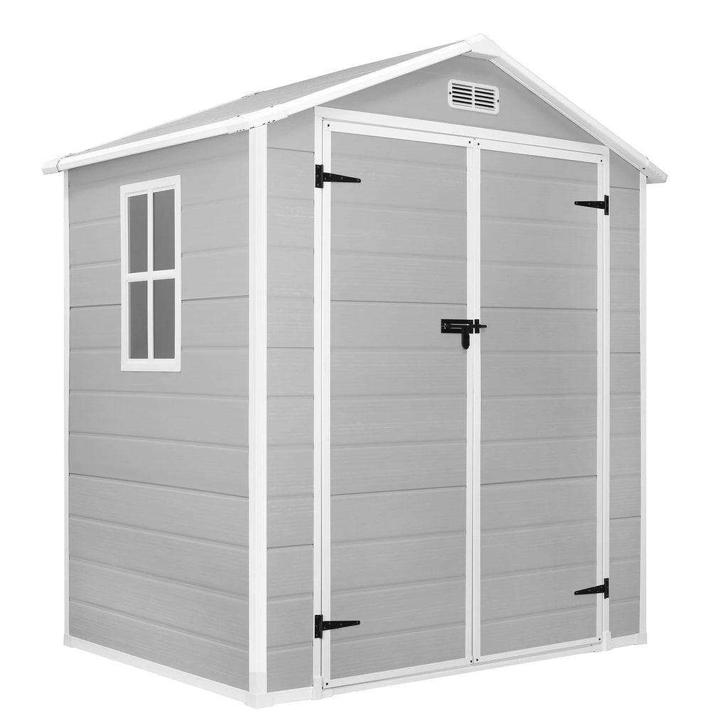 Abri de jardin en résine toutes saisons avec plancher de 1,8 m x 1,2 m / 1,8 m x 2,4 m / 2,4 m x 1,8 m / 2,4 m x 3 m, abri à outils Spire