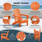 Chaise Adirondack pliante de patio d'extérieur tout temps résistante à la décoloration Polytrends Laguna