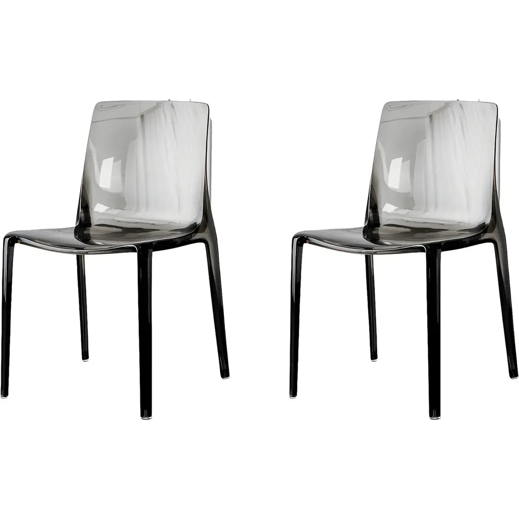Chaise de salle à manger en acrylique ambré sans accoudoirs à dossier bas