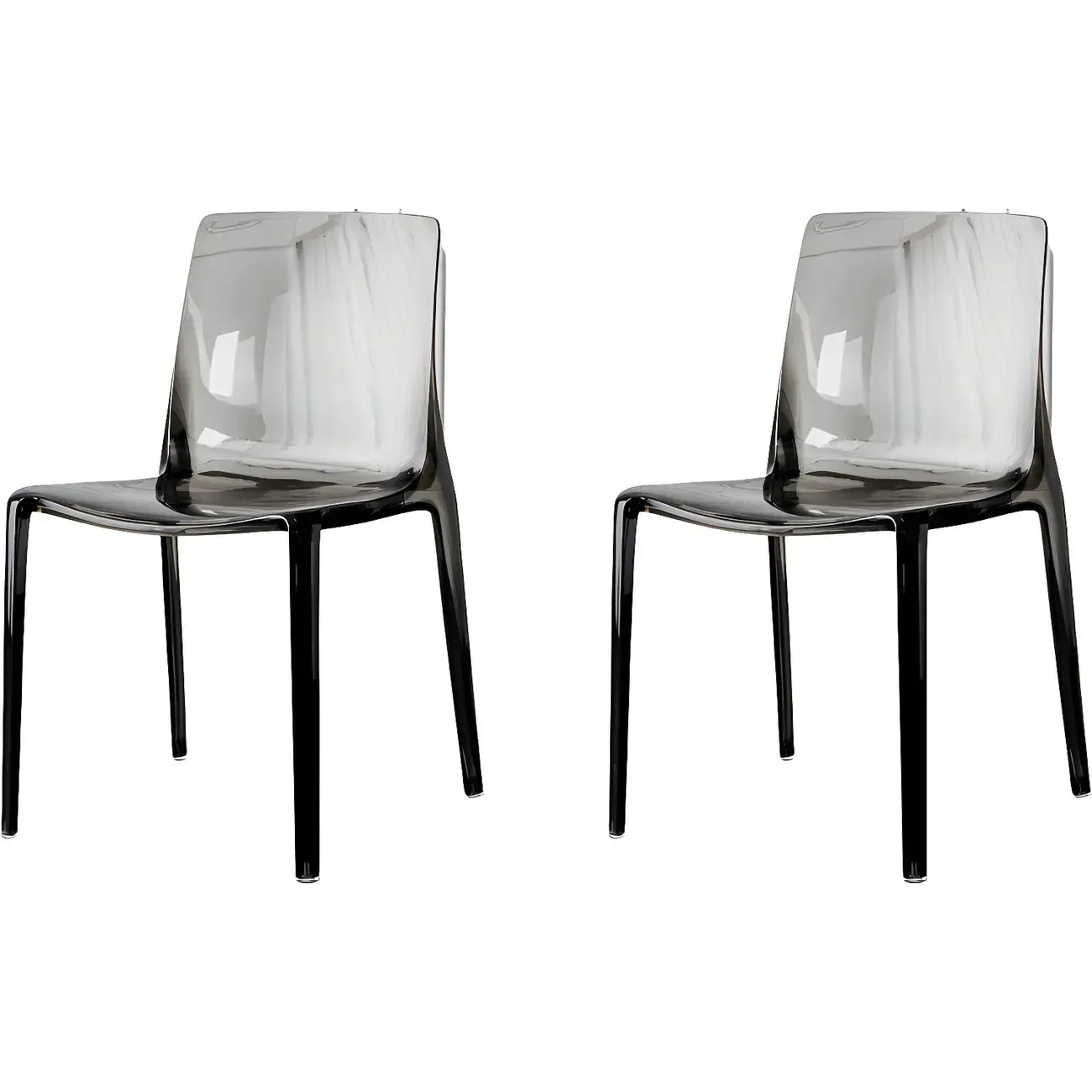 Chaise de salle à manger en acrylique ambré sans accoudoirs à dossier bas