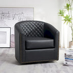 Fauteuil pivotant rond en similicuir capitonné KINWELL, 73,6 cm de large