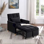 Chaise longue convertible 3-en-1 en lit, noir