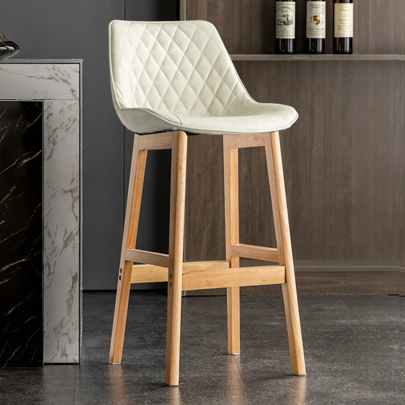 Tabourets de bar en similicuir style Mid-Century Modern avec pieds en bois