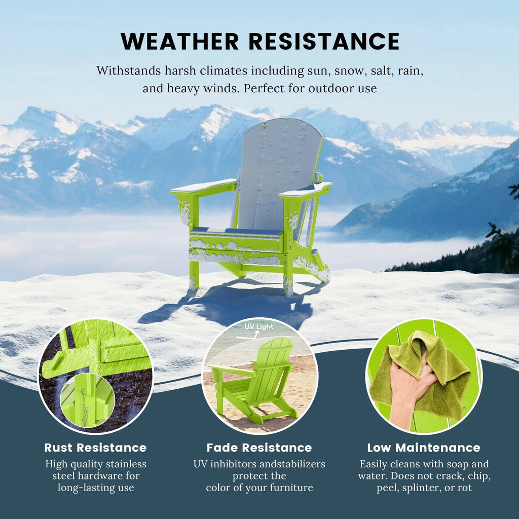 Chaise Adirondack pliante de patio d'extérieur tout temps résistante à la décoloration Polytrends Laguna