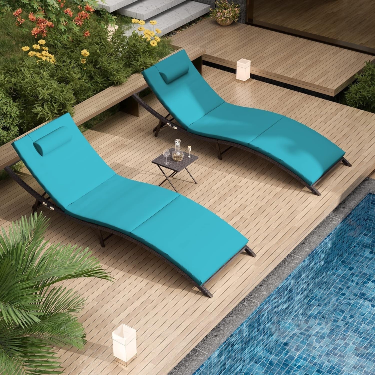Kullavik – Ensemble de 3 chaises longues d'extérieur