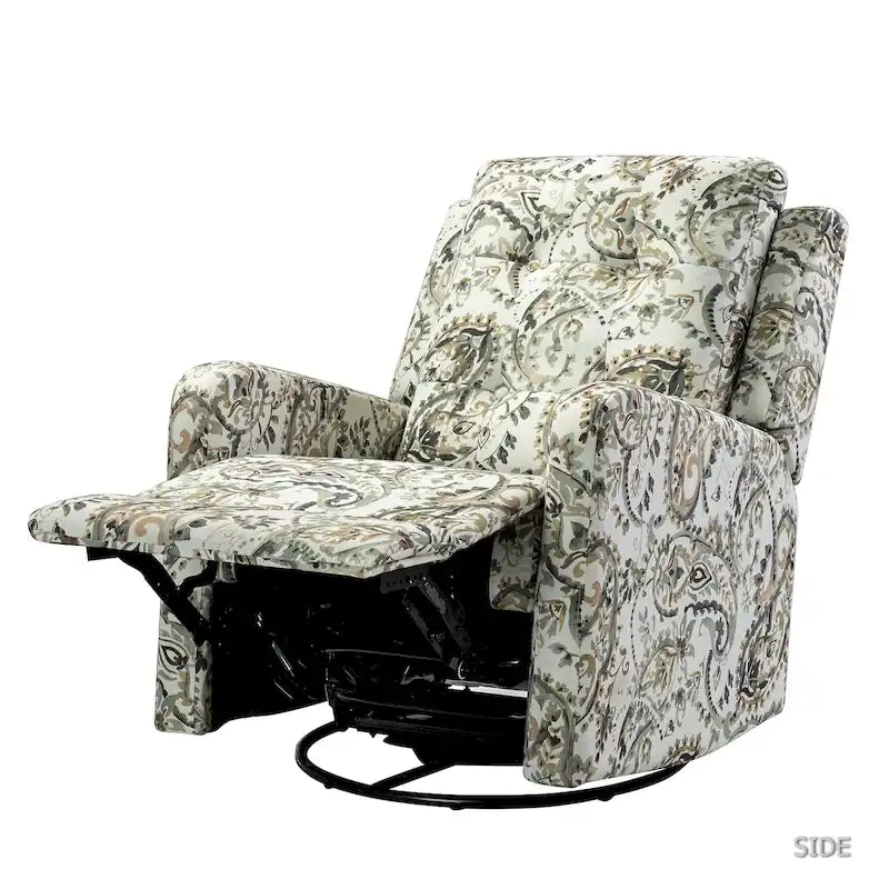 Fauteuil inclinable pivotant manuel Arlette contemporain à fleurs avec dossier capitonné
