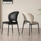 Chaise de salle à manger moderne en similicuir courbé à dossier bas