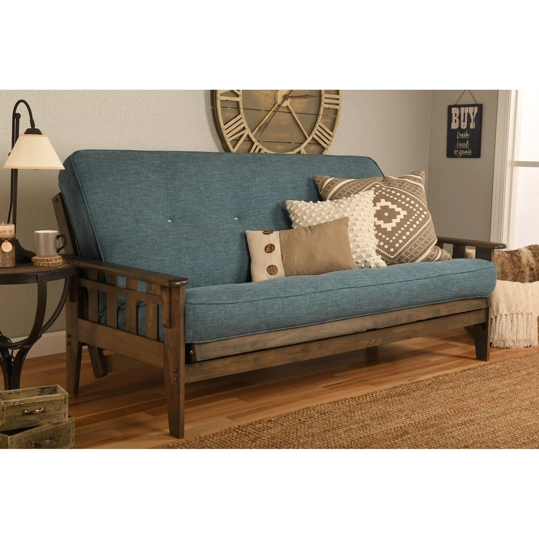 Ensemble de futon Somette Tucson pleine grandeur en noyer rustique avec matelas