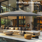 MAISON ARTS Parasol double de 4,5 m pour terrasse, grande taille, avec pied inclus