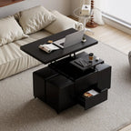 Table basse relevable et pliable avec 4 tabourets et rangement