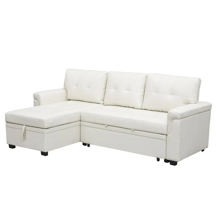 Canapé d'angle réversible convertible avec lit gigogne, méridienne avec rangement dissimulé et pieds durables