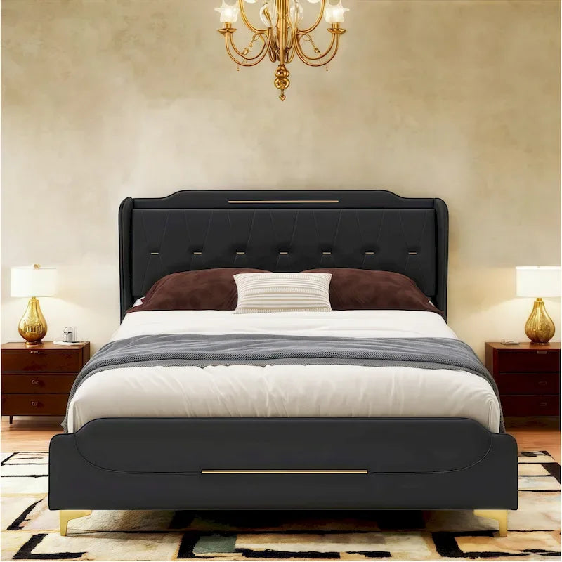 Lit rembourré moderne en cuir PU Uphou de Christopher Knight Home