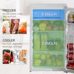 HOMCOM Mini-réfrigérateur avec congélateur 90 L, réfrigérateur compact à porte unique avec thermostat réglable pour chambre à coucher