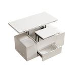 Table basse relevable et pliable avec 4 tabourets et rangement