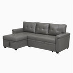 Canapé d'angle réversible convertible avec lit gigogne, méridienne avec rangement dissimulé et pieds durables