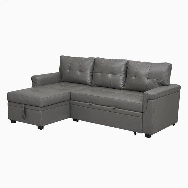 Canapé d'angle réversible convertible avec lit gigogne, méridienne avec rangement dissimulé et pieds durables
