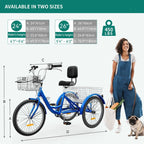 26 Tricycle Adulte 3 Roues 7 Vitesses Vélo Tricycle
