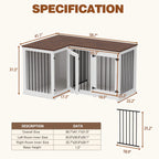 Meuble Grande Cage d'Angle pour 2 Chiens, Cage en Forme de L - 58,7X41,1