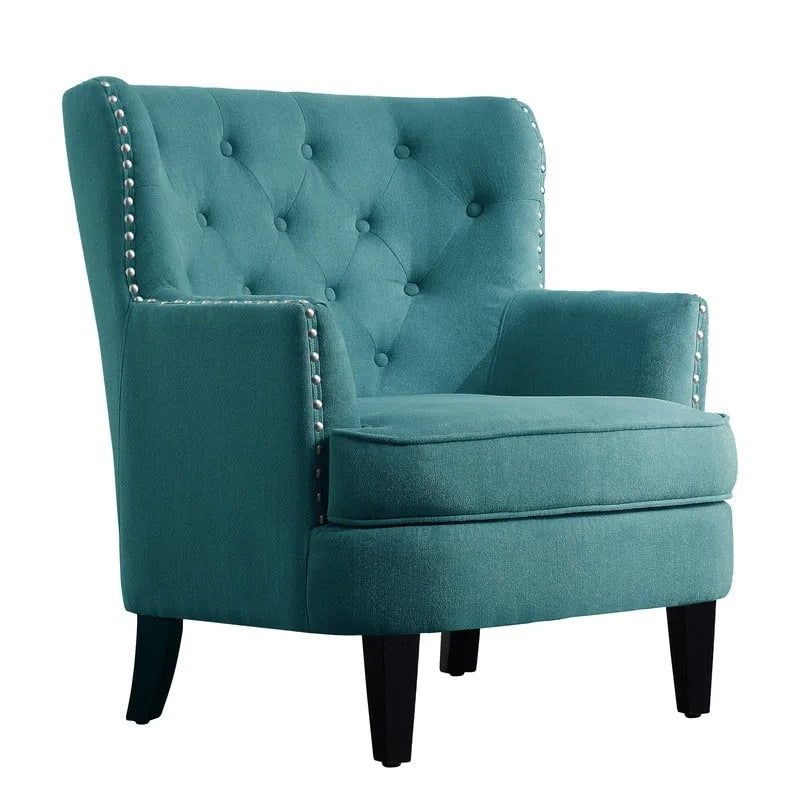 Fauteuil d'appoint capitonné à oreilles large de 76 cm en velours/lin Mignon de Moser Bay