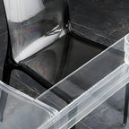 Chaise de salle à manger en acrylique ambré sans accoudoirs à dossier bas