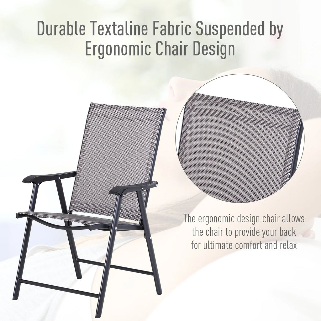 Ensemble de 4 chaises de patio pliantes Outsunny au design simple et chic, confortables pour la terrasse, le jardin, la cour et les voyages