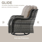 Chaises longues à bascule d'extérieur Gymojoy en osier avec base pivotante (lot de 2)