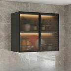 Buffet de cuisine mural gris en bois avec rangement