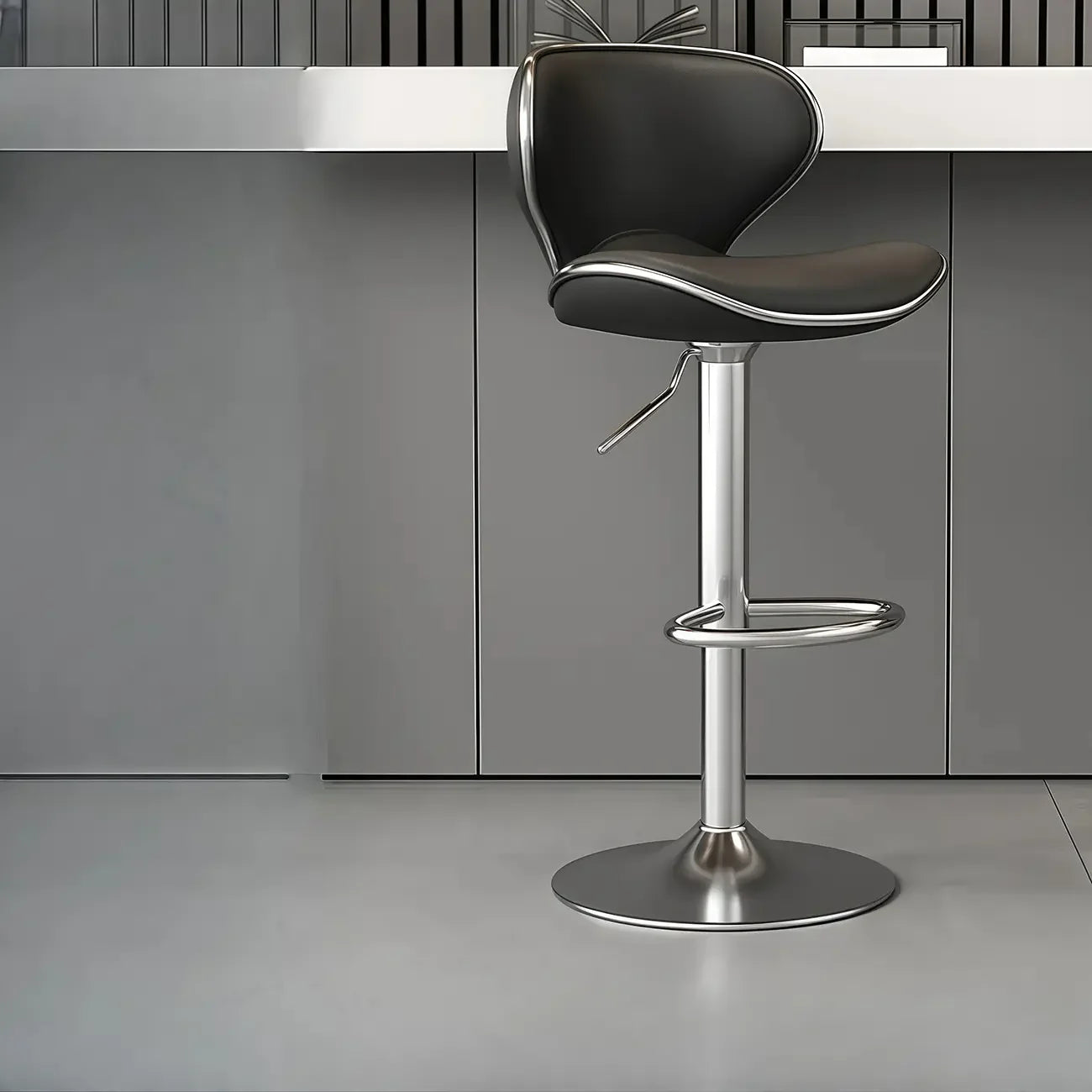 Tabouret de bar réglable pivotant en cuir rembourré