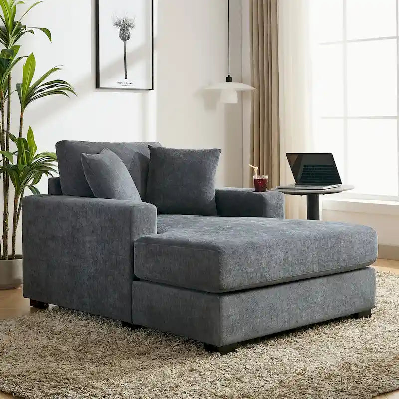 Trois tailles de chaise longue surdimensionnée avec oreillers