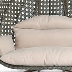 LeisureMod Fauteuil suspendu œuf 2 places avec support - Balançoire hamac de patio en rotin osier intérieur/extérieur avec coussins