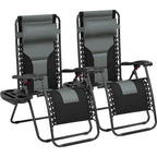 Yaheetech Lot de 2 chaises longues de jardin/camping zéro gravité rembourrées 66 cm avec accoudoirs et oreiller