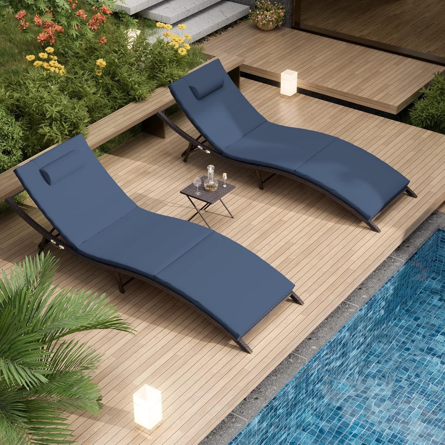 Kullavik – Ensemble de 3 chaises longues d'extérieur