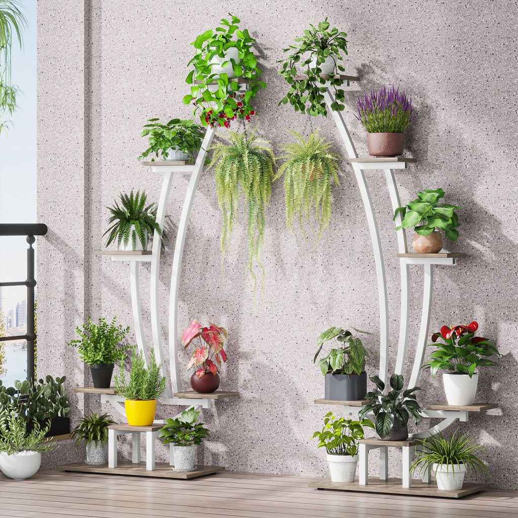 Support pour Plantes d'Intérieur, Étagère à Fleurs à 6 Niveaux pour Jardin Domestique - Lot de 2