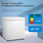 Congélateur coffre de 51 litres avec panier amovible, drain de fond, thermostat à 7 niveaux, design autonome pour la maison et l'appartement